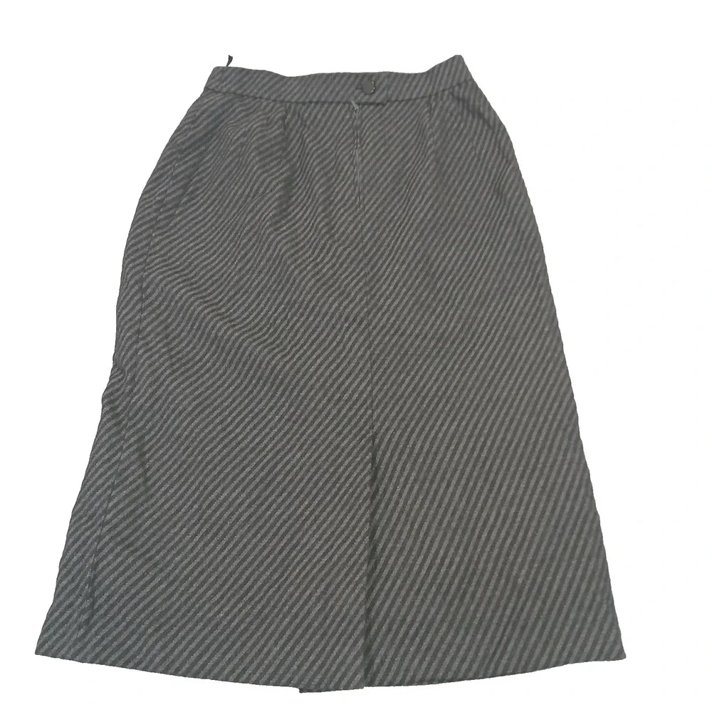 Louis‎ Feraud Vintage Women's Black Gray Striped Skirt US 14 MADE IN W.GERMANY